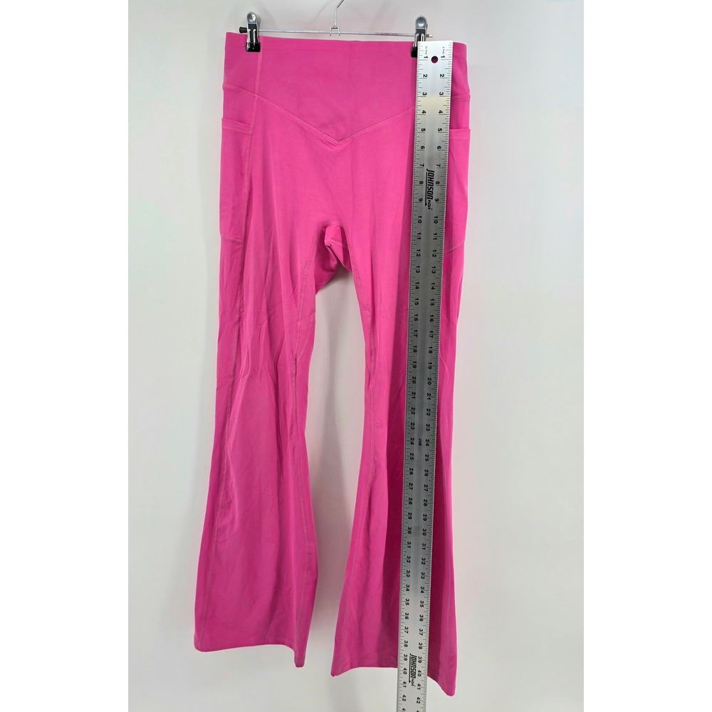 Halara Barbiecore Pink Flare Leggings Size L Women High Waist Scrunch Butt Yoga - Picture 6 of 7